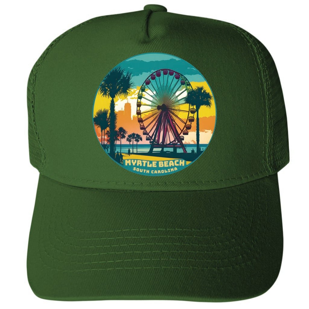 Myrtle Beach South Carolina Design C Unisex Mesh Back Trucker Hat with Adjustable Snapback Image 1