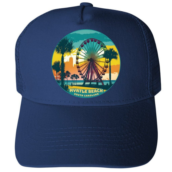 Myrtle Beach South Carolina Design C Unisex Mesh Back Trucker Hat with Adjustable Snapback Image 2