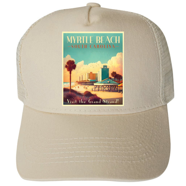 Myrtle Beach South Carolina Design A Unisex Mesh Back Trucker Hat with Adjustable Snapback Image 3