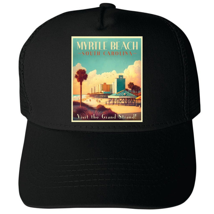 Myrtle Beach South Carolina Design A Unisex Mesh Back Trucker Hat with Adjustable Snapback Image 4