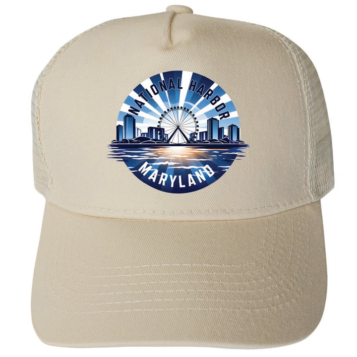 National Harbor Maryland Design C Unisex Mesh Back Trucker Hat with Adjustable Snapback Image 3