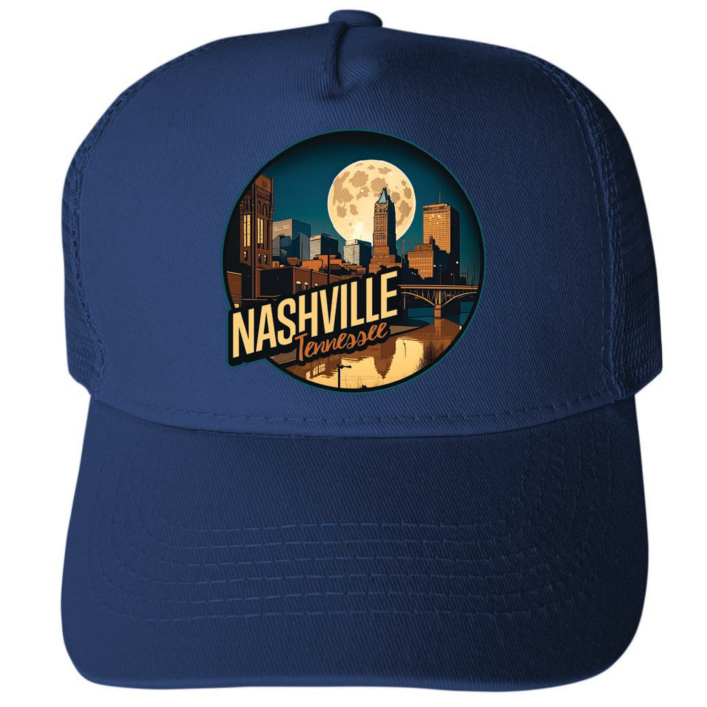 Nashville Tennessee Design B Unisex Mesh Back Trucker Hat with Adjustable Snapback Image 1