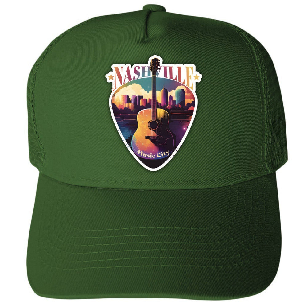 Nashville Tennessee Design A Unisex Mesh Back Trucker Hat with Adjustable Snapback Image 2