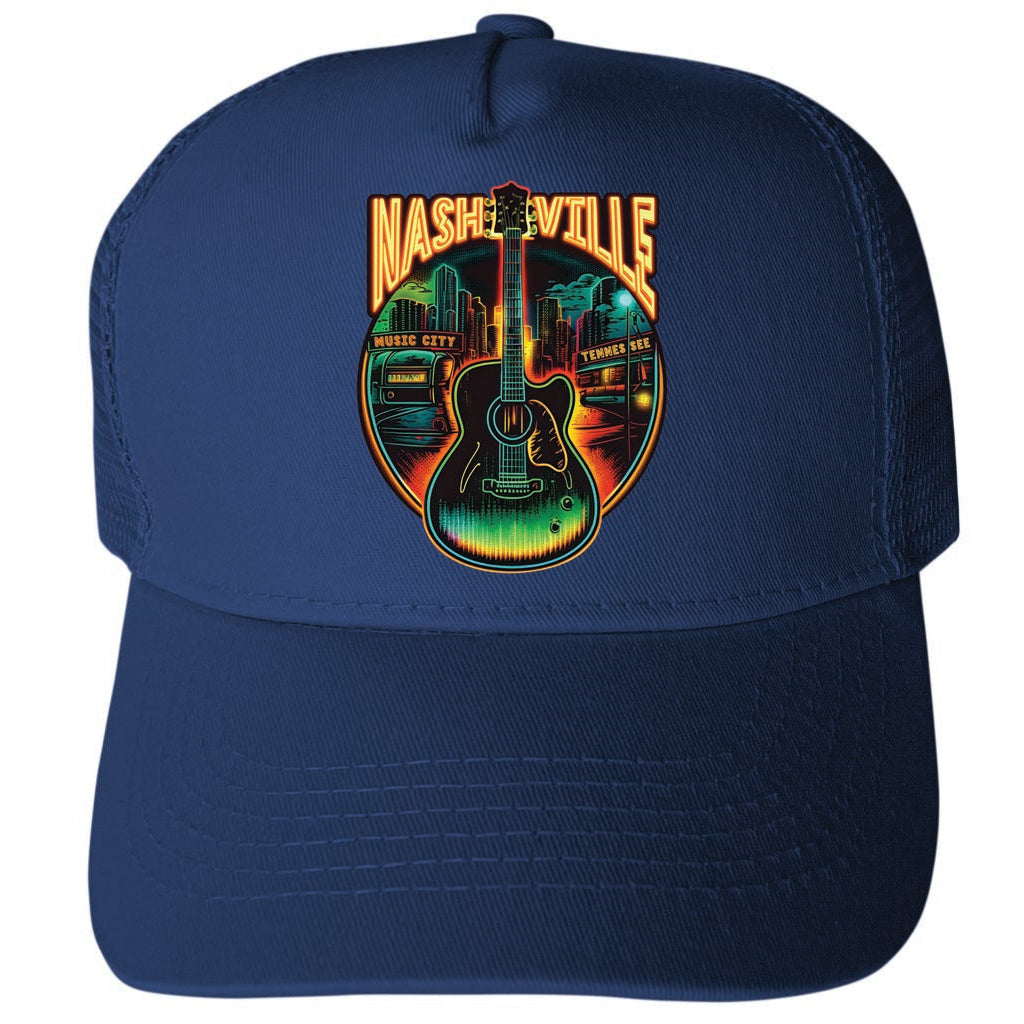 Nashville Tennessee Design C Unisex Mesh Back Trucker Hat with Adjustable Snapback Image 1