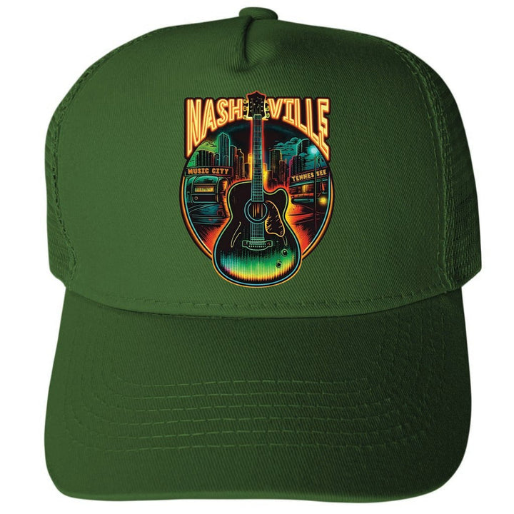 Nashville Tennessee Design C Unisex Mesh Back Trucker Hat with Adjustable Snapback Image 1