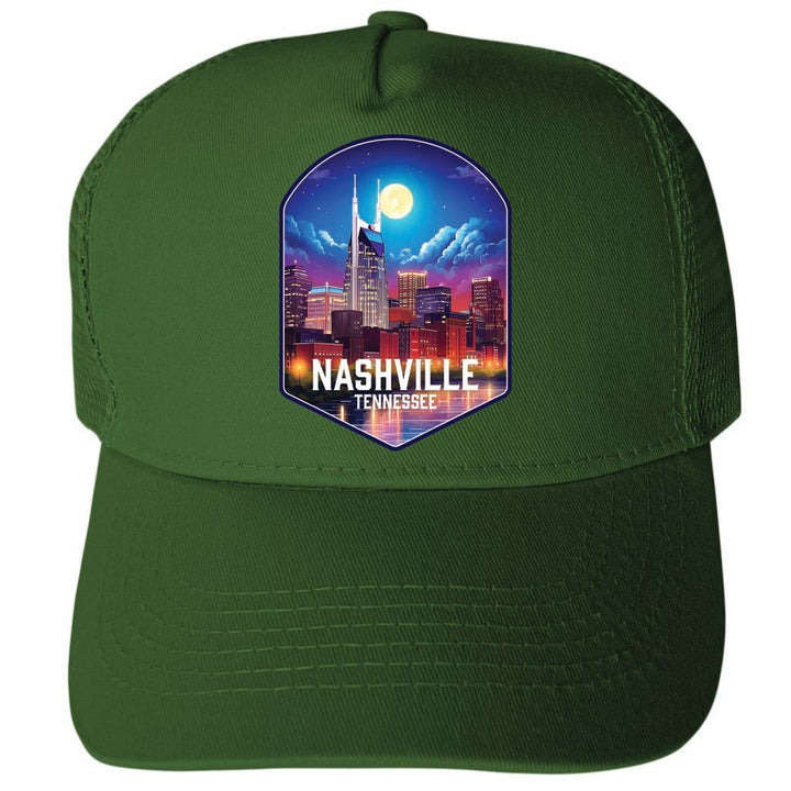 Nashville Tennessee Design D Unisex Mesh Back Trucker Hat with Adjustable Snapback Image 1