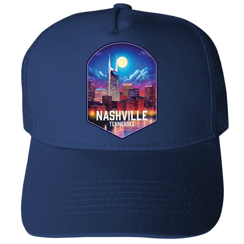 Nashville Tennessee Design D Unisex Mesh Back Trucker Hat with Adjustable Snapback Image 2