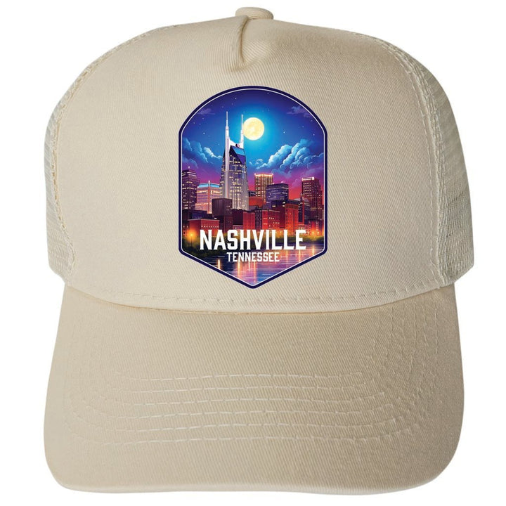 Nashville Tennessee Design D Unisex Mesh Back Trucker Hat with Adjustable Snapback Image 3