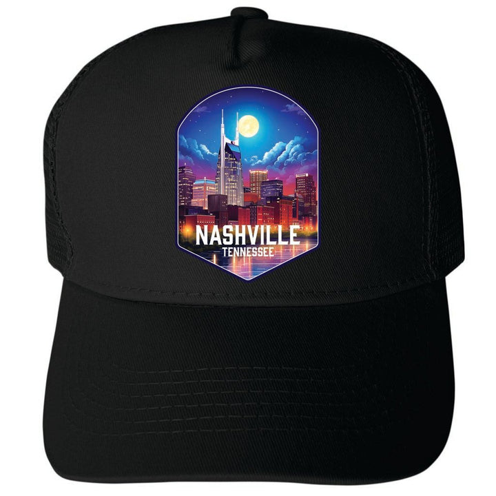 Nashville Tennessee Design D Unisex Mesh Back Trucker Hat with Adjustable Snapback Image 4