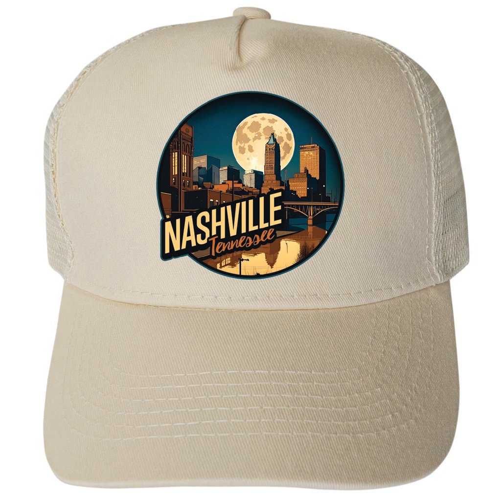 Nashville Tennessee Design B Unisex Mesh Back Trucker Hat with Adjustable Snapback Image 3