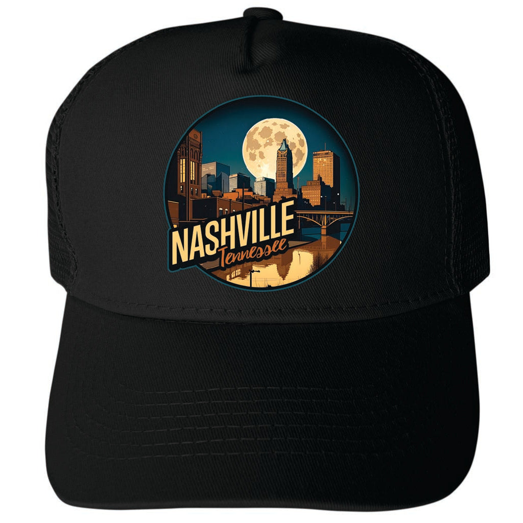 Nashville Tennessee Design B Unisex Mesh Back Trucker Hat with Adjustable Snapback Image 4