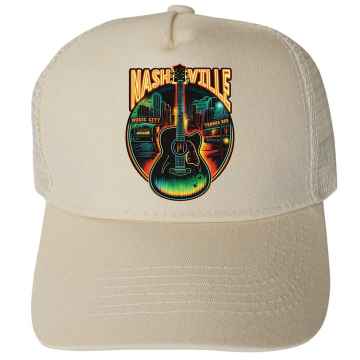 Nashville Tennessee Design C Unisex Mesh Back Trucker Hat with Adjustable Snapback Image 1