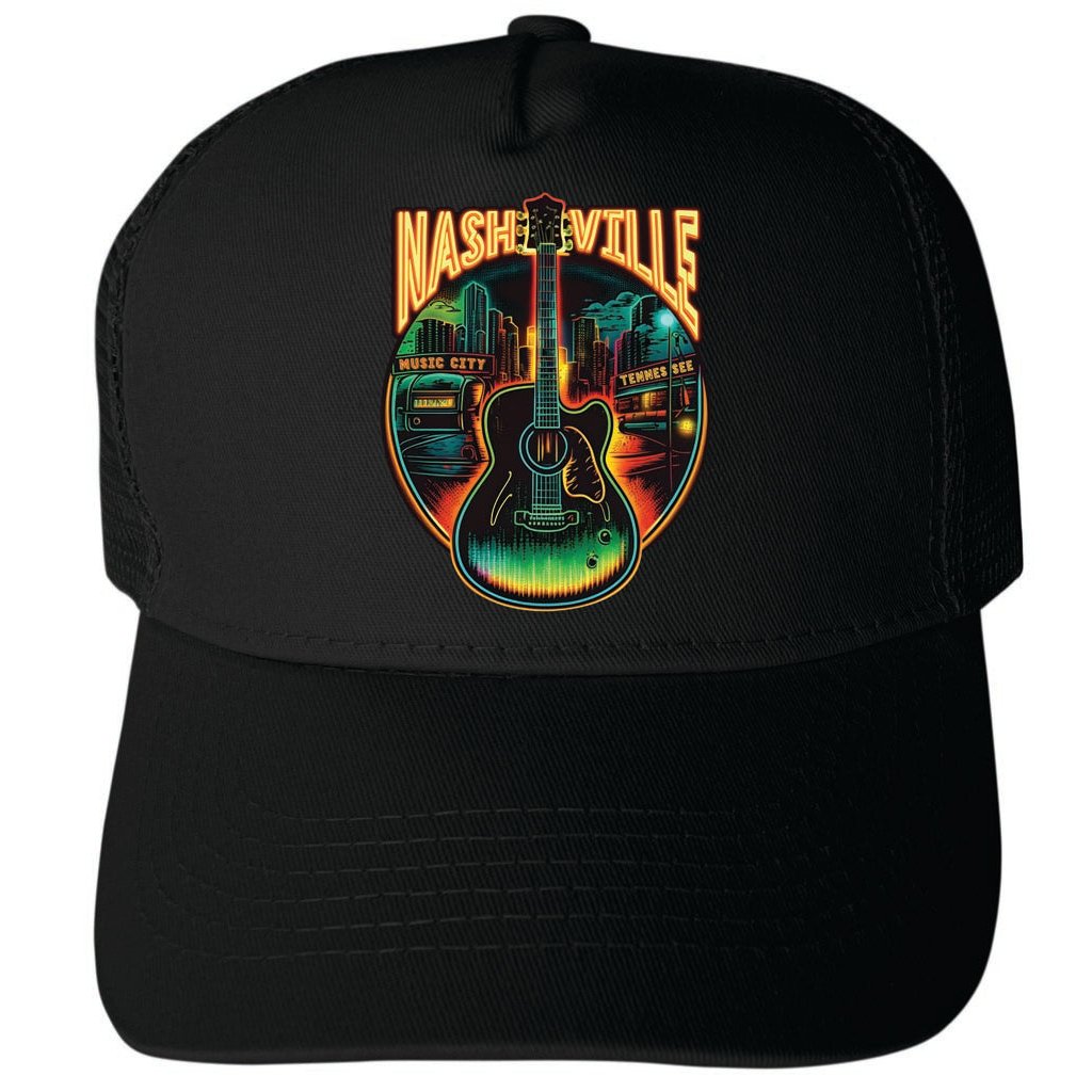 Nashville Tennessee Design C Unisex Mesh Back Trucker Hat with Adjustable Snapback Image 1