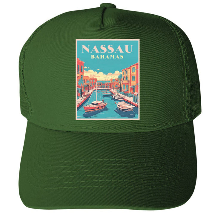 Nassau The Bahamas Design B Unisex Mesh Back Trucker Hat with Adjustable Snapback Image 2