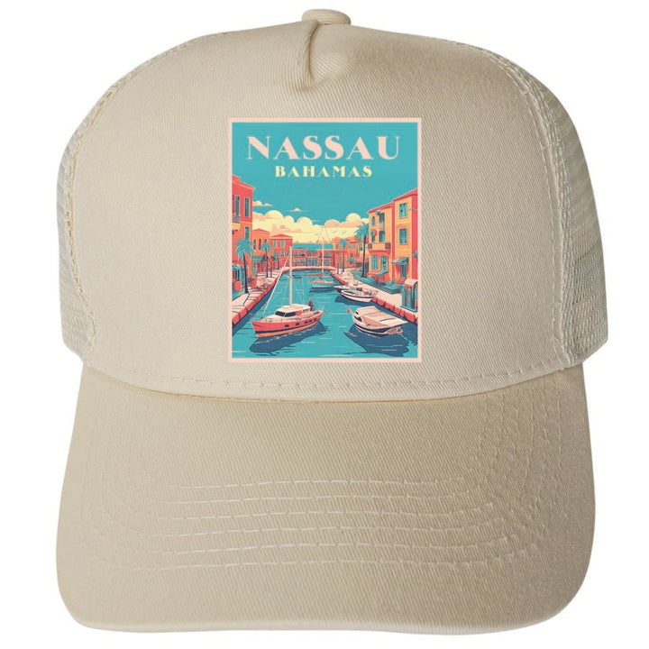 Nassau The Bahamas Design B Unisex Mesh Back Trucker Hat with Adjustable Snapback Image 3