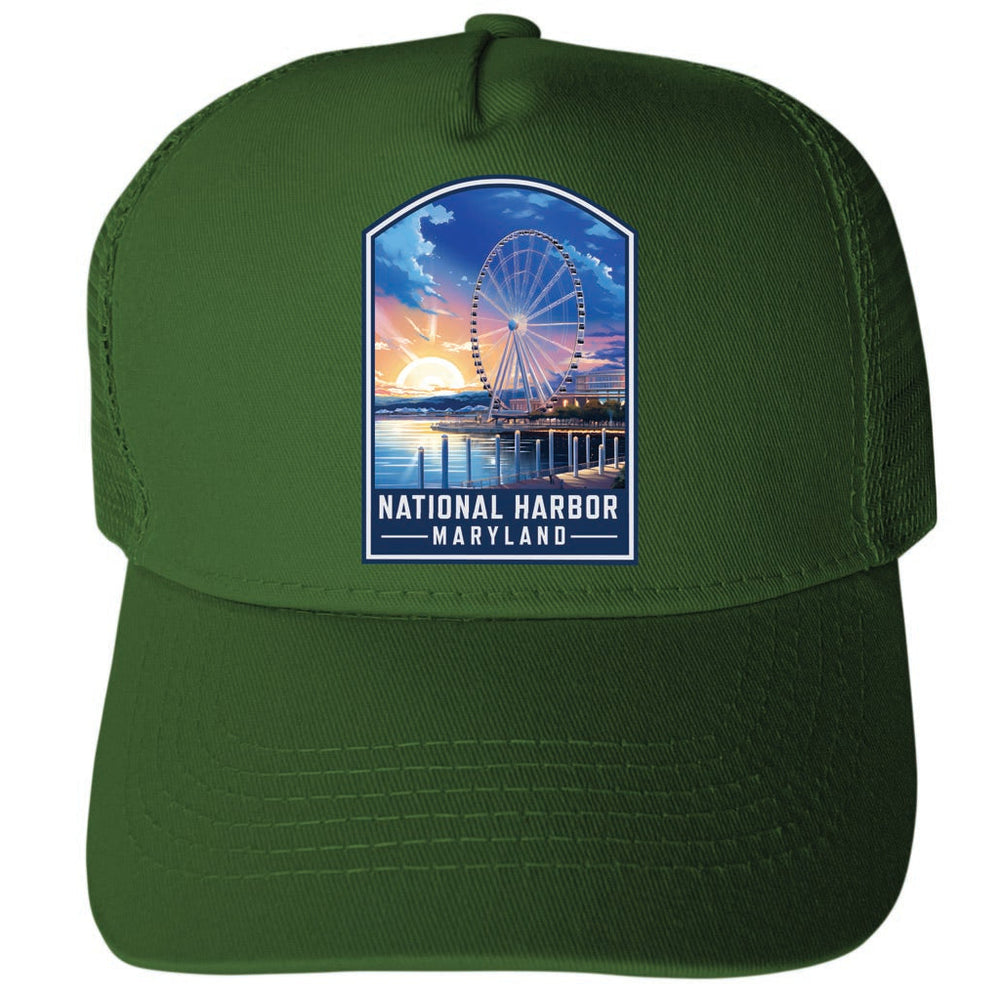 National Harbor Maryland Design A Unisex Mesh Back Trucker Hat with Adjustable Snapback Image 2