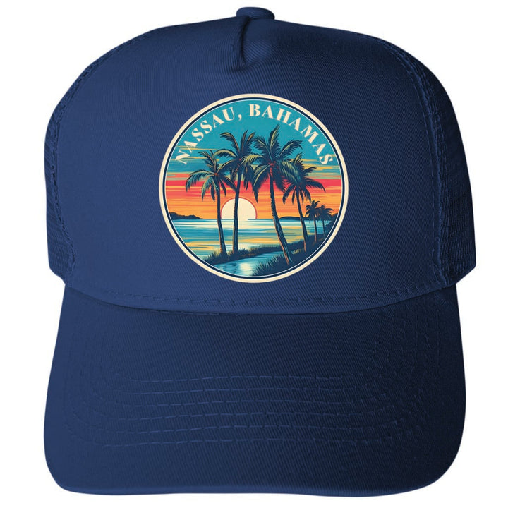 Nassau The Bahamas Design D Unisex Mesh Back Trucker Hat with Adjustable Snapback Image 1