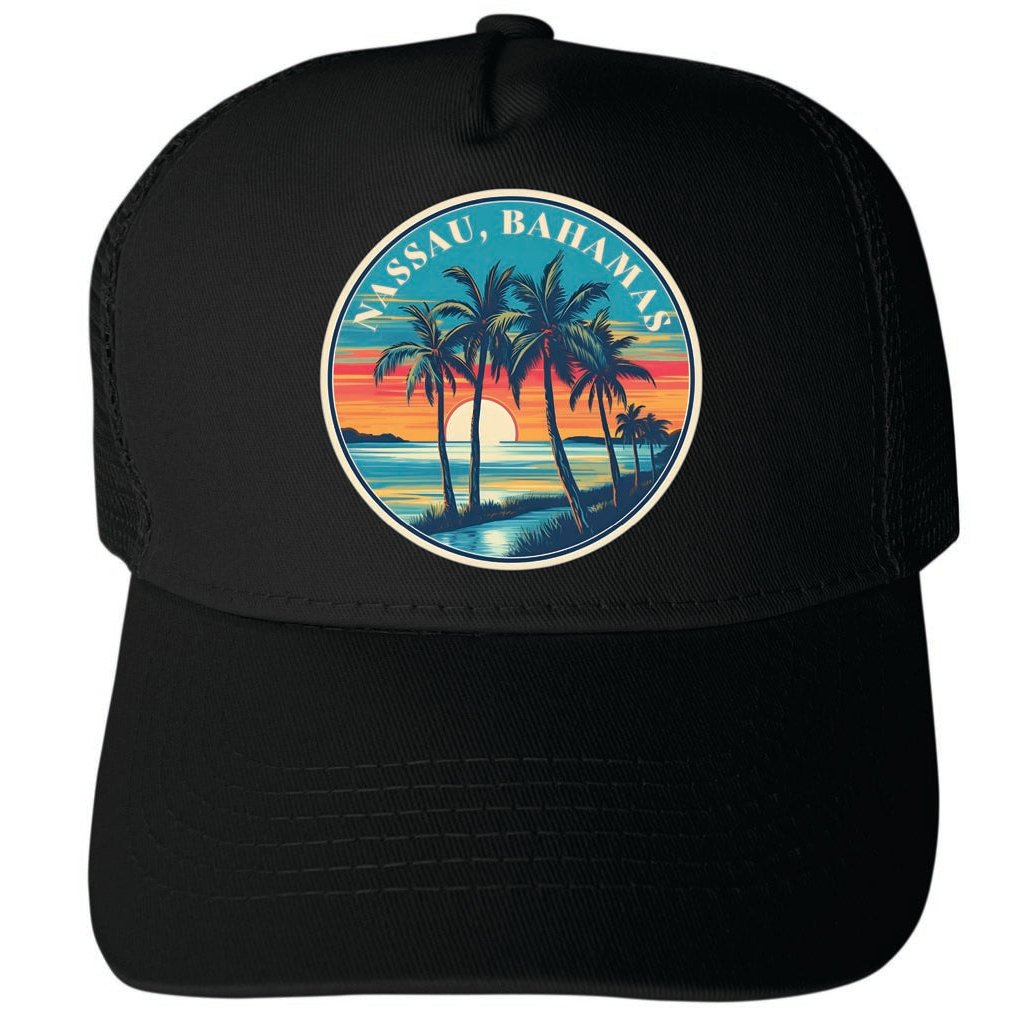 Nassau The Bahamas Design D Unisex Mesh Back Trucker Hat with Adjustable Snapback Image 1