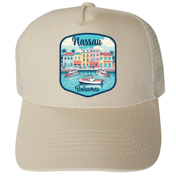 Nassau The Bahamas Design C Unisex Mesh Back Trucker Hat with Adjustable Snapback Image 3