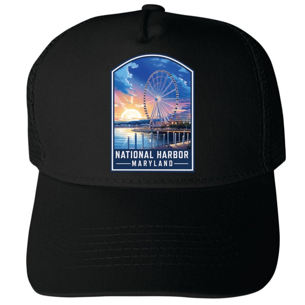 National Harbor Maryland Design A Unisex Mesh Back Trucker Hat with Adjustable Snapback Image 4