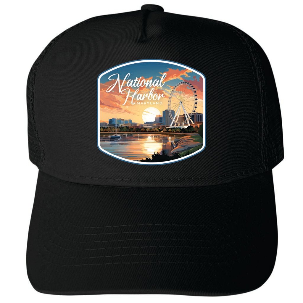 National Harbor Maryland Design B Unisex Mesh Back Trucker Hat with Adjustable Snapback Image 4