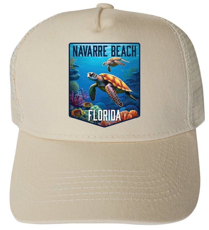 Navarre Beach Florida Underwater Turtle Design Unisex Mesh Back Trucker Hat with Adjustable Snapback Image 3