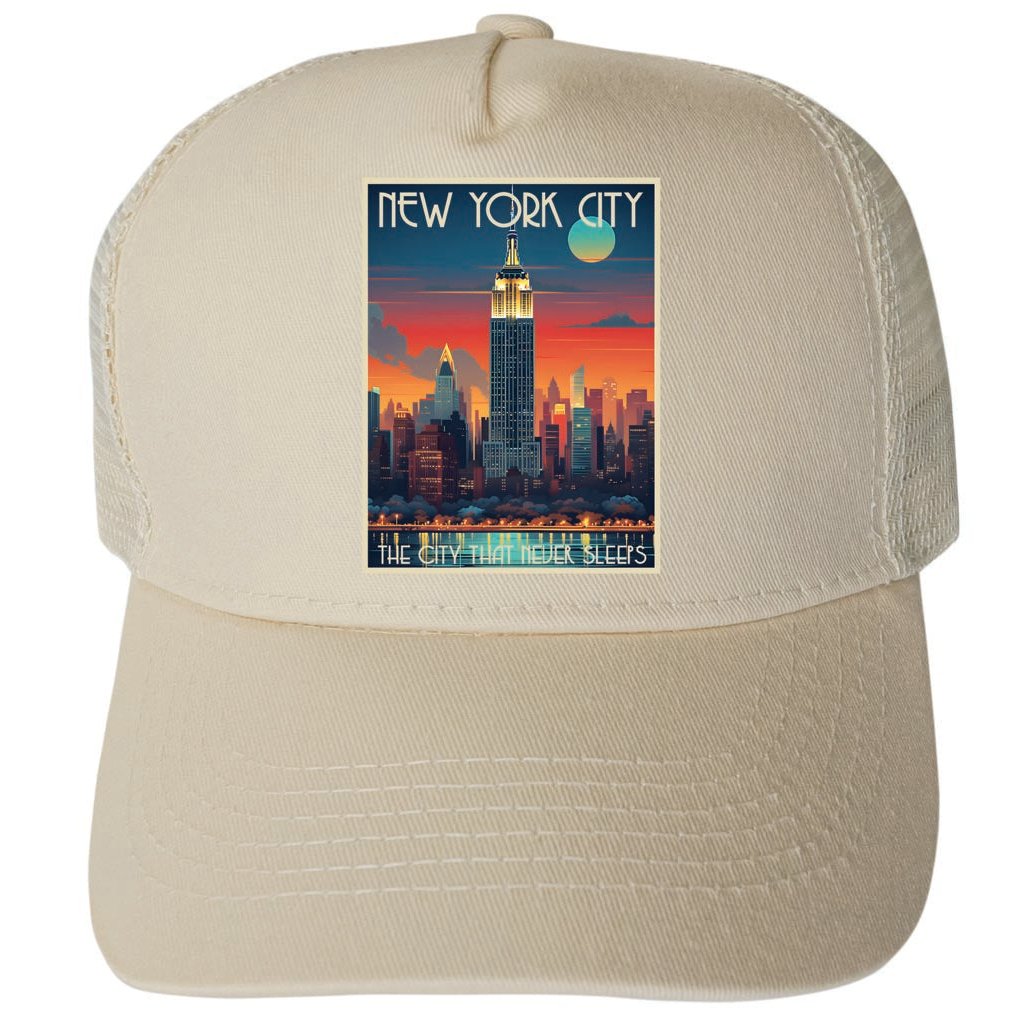 York City York Design B Unisex Mesh Back Trucker Hat with Adjustable Snapback Image 1