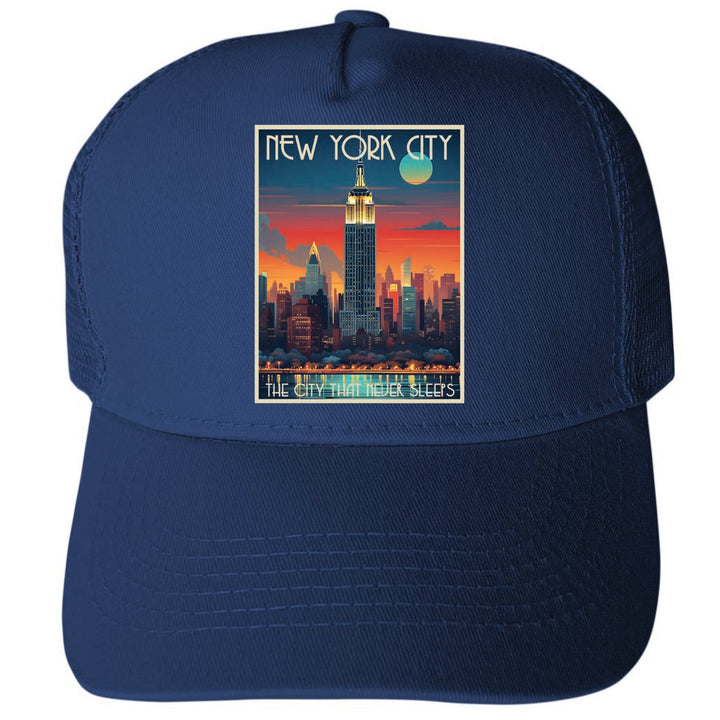 York City York Design B Unisex Mesh Back Trucker Hat with Adjustable Snapback Image 3