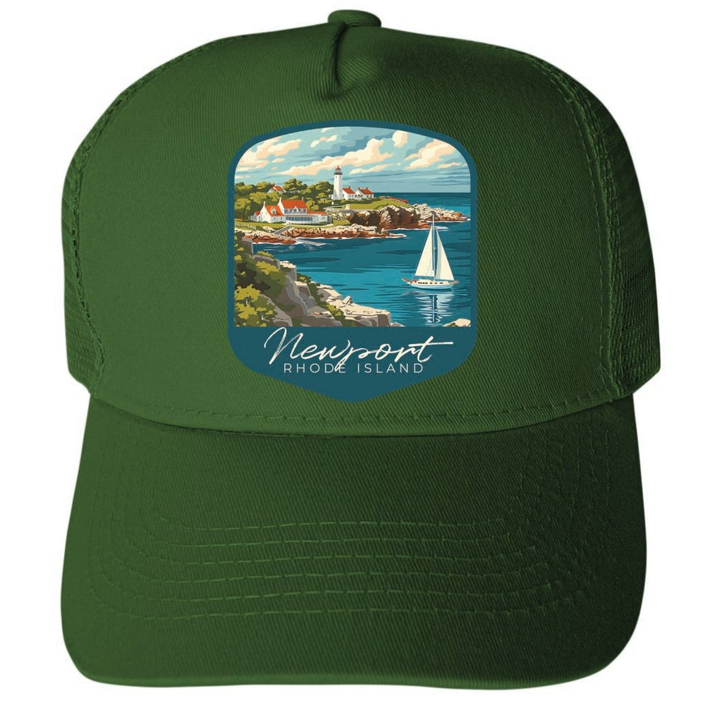 Newport Rhode Island Lighthouse on the Coast Design Unisex Mesh Back Trucker Hat with Adjustable Snapback Image 2