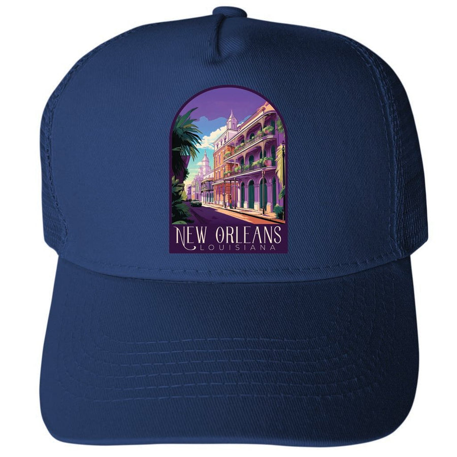 Orleans Louisiana Design C Unisex Mesh Back Trucker Hat with Adjustable Snapback Image 1