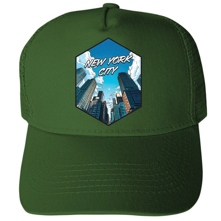 York City York Design E Unisex Mesh Back Trucker Hat with Adjustable Snapback Image 2