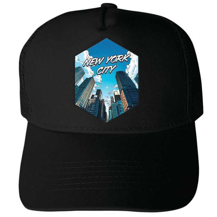 York City York Design E Unisex Mesh Back Trucker Hat with Adjustable Snapback Image 4