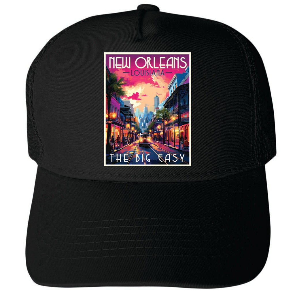 Orleans Louisiana Design B Unisex Mesh Back Trucker Hat with Adjustable Snapback Image 3