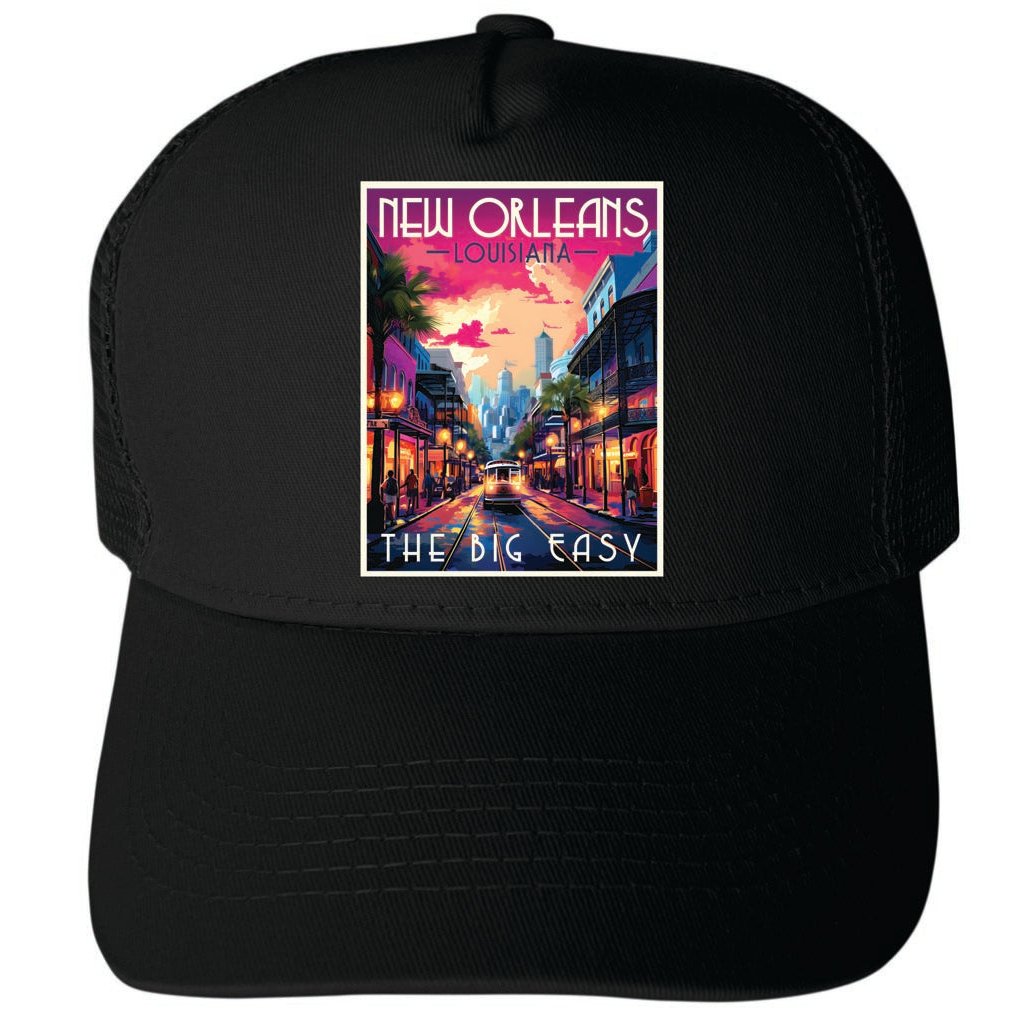 Orleans Louisiana Design B Unisex Mesh Back Trucker Hat with Adjustable Snapback Image 1