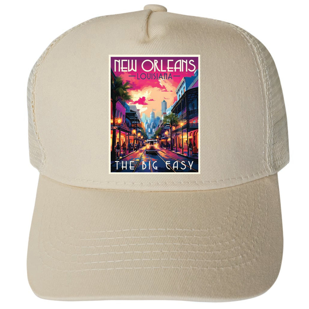 Orleans Louisiana Design B Unisex Mesh Back Trucker Hat with Adjustable Snapback Image 4