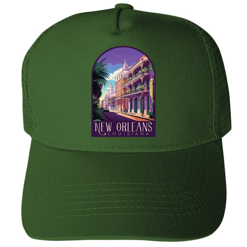 Orleans Louisiana Design C Unisex Mesh Back Trucker Hat with Adjustable Snapback Image 2