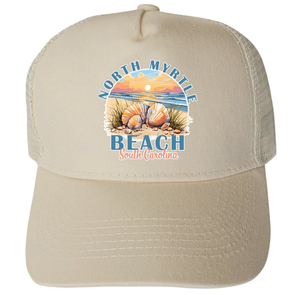 North Myrtle Beach South Carolina Design B Unisex Mesh Back Trucker Hat with Adjustable Snapback Image 3