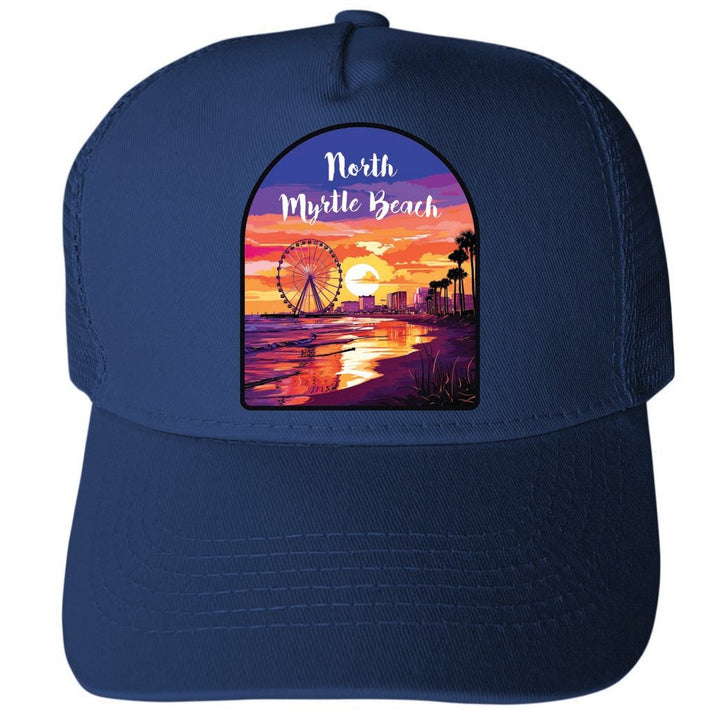 North Myrtle Beach South Carolina Design A Unisex Mesh Back Trucker Hat with Adjustable Snapback Image 1