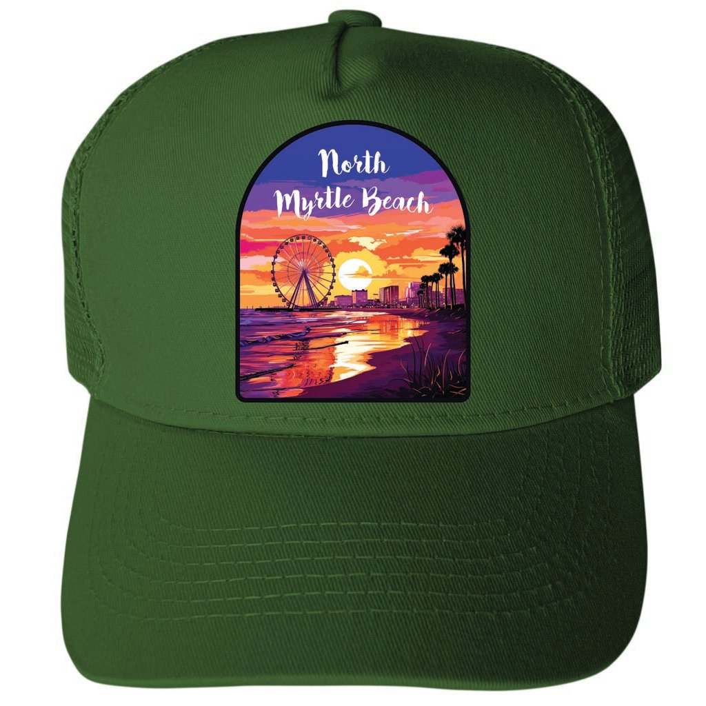 North Myrtle Beach South Carolina Design A Unisex Mesh Back Trucker Hat with Adjustable Snapback Image 2