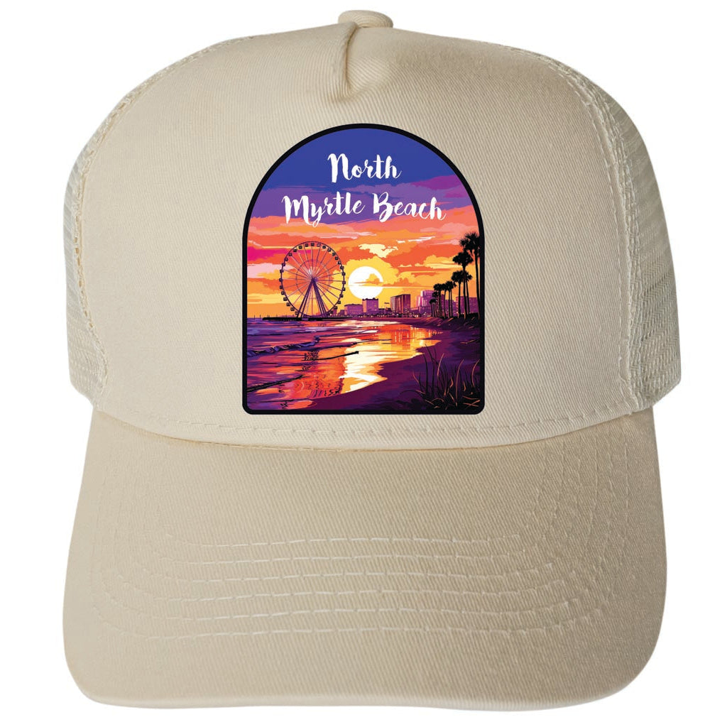 North Myrtle Beach South Carolina Design A Unisex Mesh Back Trucker Hat with Adjustable Snapback Image 3