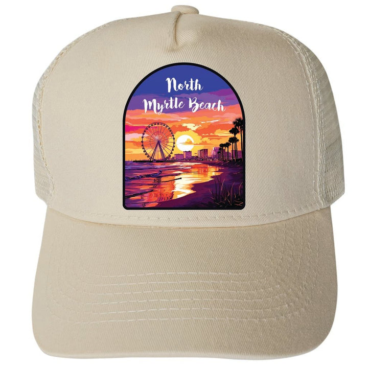 North Myrtle Beach South Carolina Design A Unisex Mesh Back Trucker Hat with Adjustable Snapback Image 1