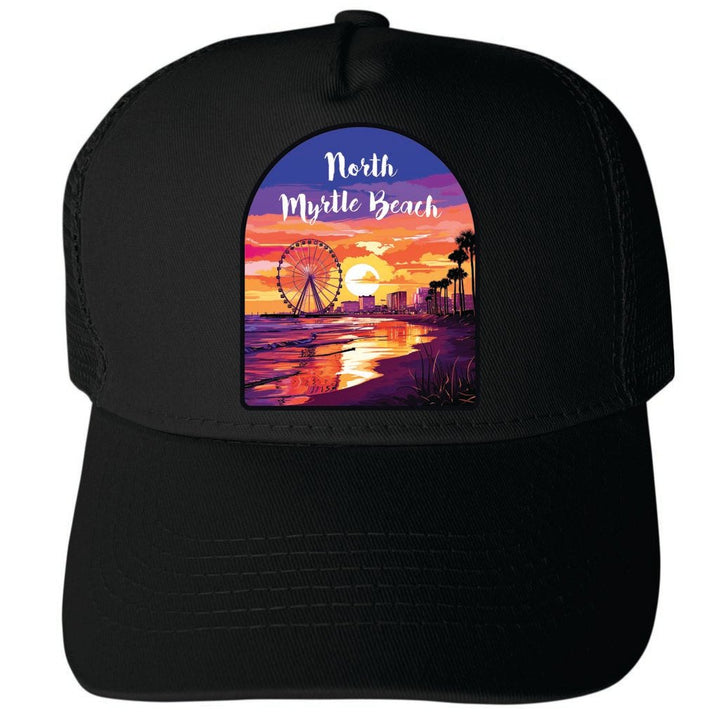 North Myrtle Beach South Carolina Design A Unisex Mesh Back Trucker Hat with Adjustable Snapback Image 4