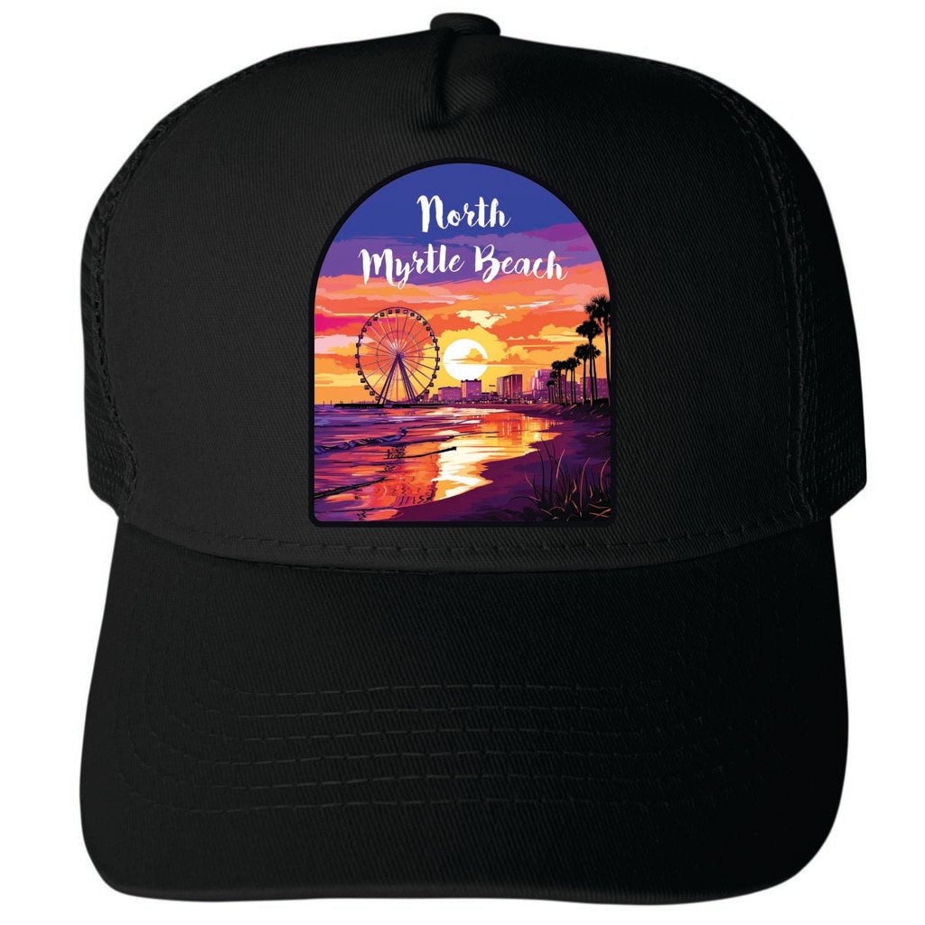 North Myrtle Beach South Carolina Design A Unisex Mesh Back Trucker Hat with Adjustable Snapback Image 1