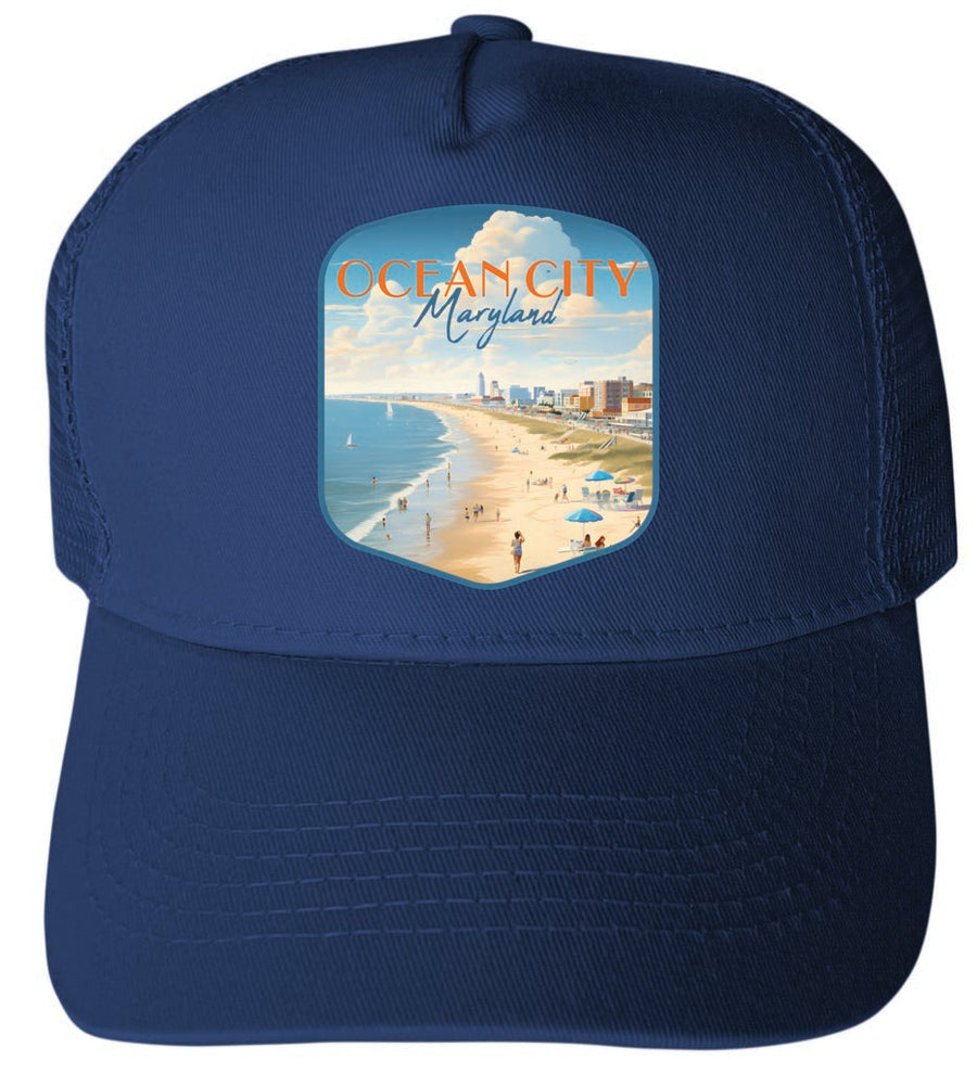 Ocean City Maryland Design B Unisex Mesh Back Trucker Hat with Adjustable Snapback Image 1