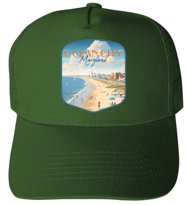 Ocean City Maryland Design B Unisex Mesh Back Trucker Hat with Adjustable Snapback Image 1