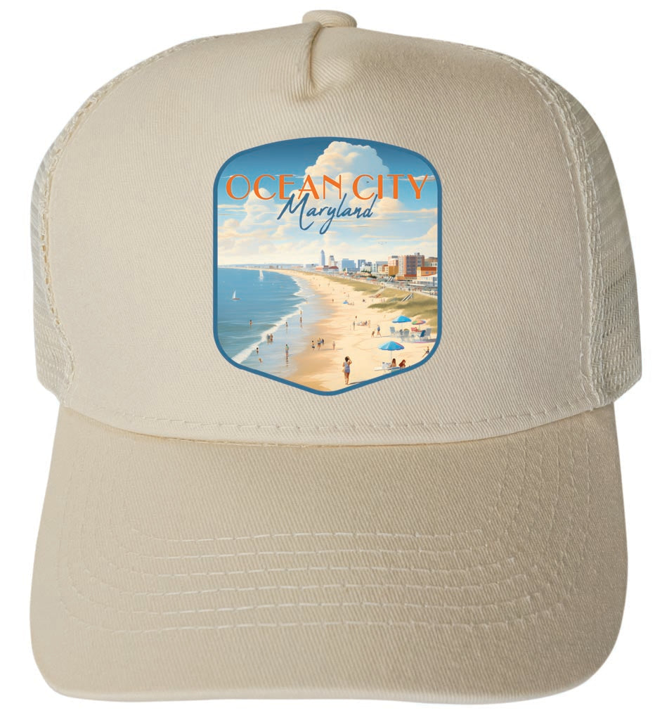 Ocean City Maryland Design B Unisex Mesh Back Trucker Hat with Adjustable Snapback Image 3