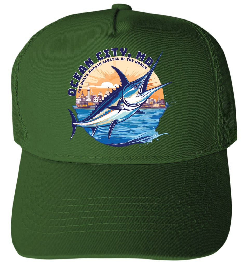 Ocean City Maryland Design C Unisex Mesh Back Trucker Hat with Adjustable Snapback Image 2