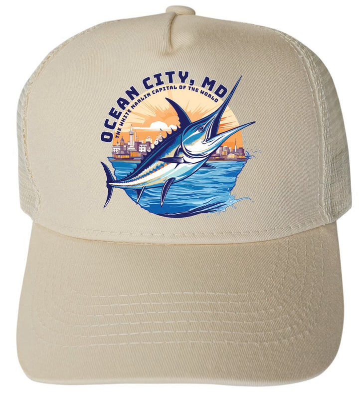 Ocean City Maryland Design C Unisex Mesh Back Trucker Hat with Adjustable Snapback Image 3