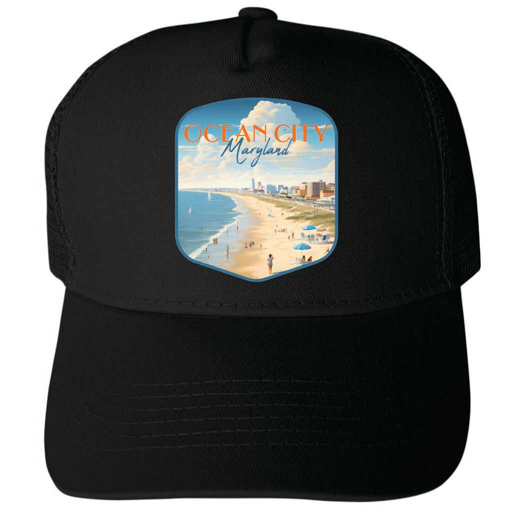 Ocean City Maryland Design B Unisex Mesh Back Trucker Hat with Adjustable Snapback Image 4