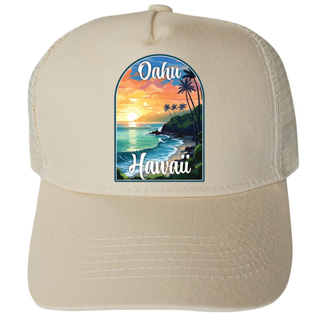 Oahu Hawaii Design A Unisex Mesh Back Trucker Hat with Adjustable Snapback Image 4